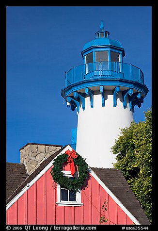 Lighthouse, Fishermans village. Marina Del Rey, Los Angeles, California, USA (color)