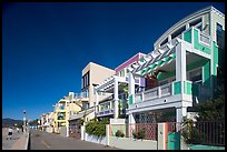 Row of colorful houses and beach promenade. Santa Monica, Los Angeles, California, USA ( color)
