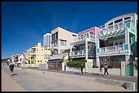 People jogging and strolling on beach promenade. Santa Monica, Los Angeles, California, USA ( color)
