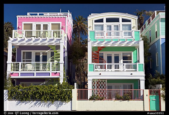 Colorful beach houses. Santa Monica, Los Angeles, California, USA