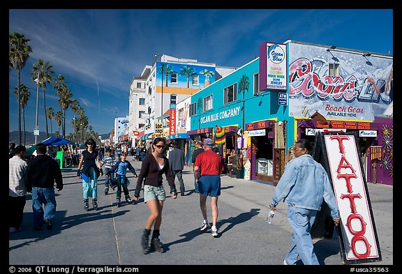Rollerblading on Ocean Front Walk. Venice, Los Angeles, California, USA (color)