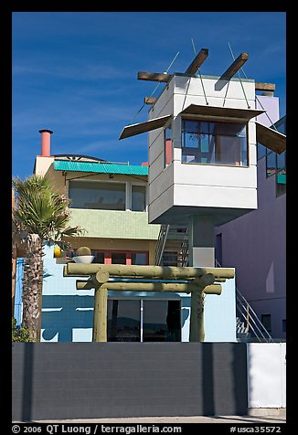 Beach house with lookout tower. Venice, Los Angeles, California, USA (color)