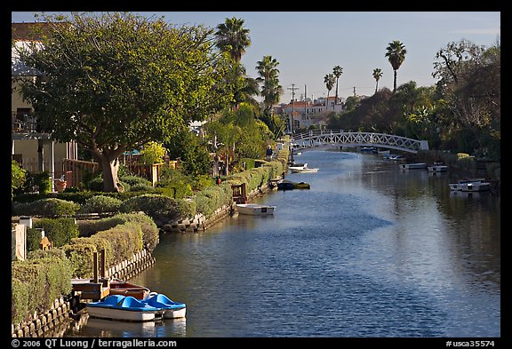 Residences along canals. Venice, Los Angeles, California, USA (color)