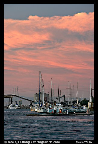 Port of Redwood and clouds at sunset. Redwood City,  California, USA (color)
