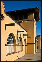 Burlingame train station, in mission revival style. Burlingame,  California, USA (color)
