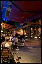 Restaurant terrace on Burlingame Avenue sidewalk. Burlingame,  California, USA