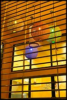 Lanterns in restaurant lobby. Burlingame,  California, USA (color)