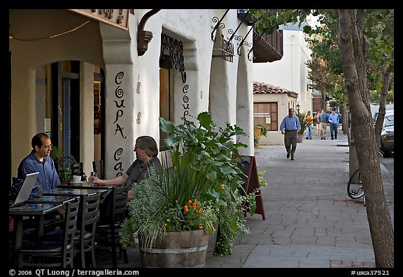 Cafe and sidewalk. Palo Alto,  California, USA