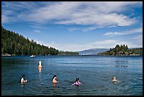 Family in water, Emerald Bay, California. USA ( color)