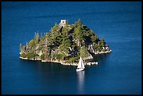 Yacht near Fannette Island, and sailboat, Emerald Bay State Park, California. USA (color)
