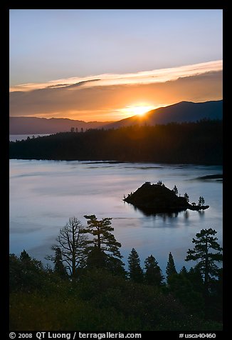 Sunrise over Emerald Bay and Fannette Island, California. USA (color)