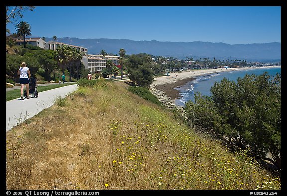 Coastal walkway and beach. Santa Barbara, California, USA