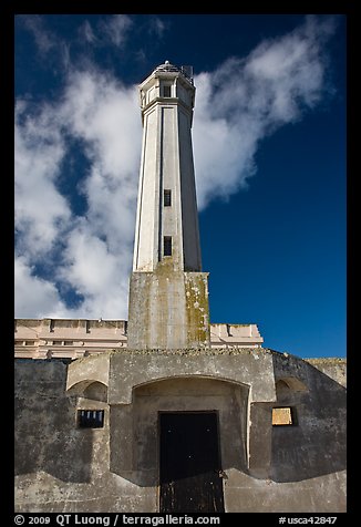 Lighthouse, Alcatraz  Penitentiary. San Francisco, California, USA (color)