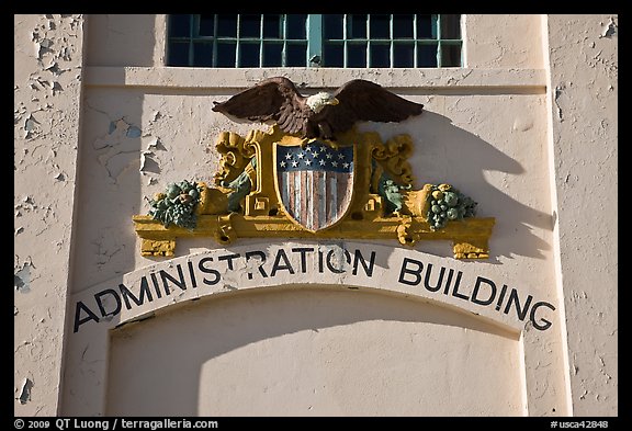 Detail of administration building, Alcatraz. San Francisco, California, USA (color)