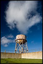 Water tower and cloud, Alcatraz. San Francisco, California, USA (color)