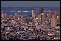 San Francisco downtown buildings at night. San Francisco, California, USA