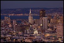 San Francisco downtown skyline at night. San Francisco, California, USA