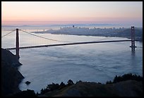 Golden Gate Bridge, San Francisco Bay, and city at dawn. San Francisco, California, USA