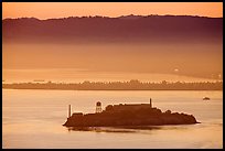 Sunrise, Alcatraz Island and Treasure Island. San Francisco, California, USA (color)