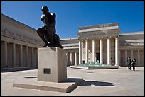 Forecourt of California Palace of the Legion of Honor with The Thinker by Auguste Rodin. San Francisco, California, USA ( color)