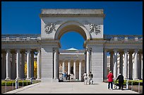 Entrance of  Palace of the Legion of Honor museum with tourists. San Francisco, California, USA ( color)