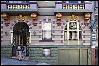 Facade of house on steep street, Haight-Ashbury District. San Francisco, California, USA ( color)