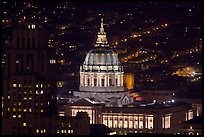 City Hall at night from above. San Francisco, California, USA (color)