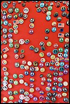 Buttons with peace symbols. San Francisco, California, USA ( color)