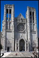 Grace Cathedral facade. San Francisco, California, USA (color)