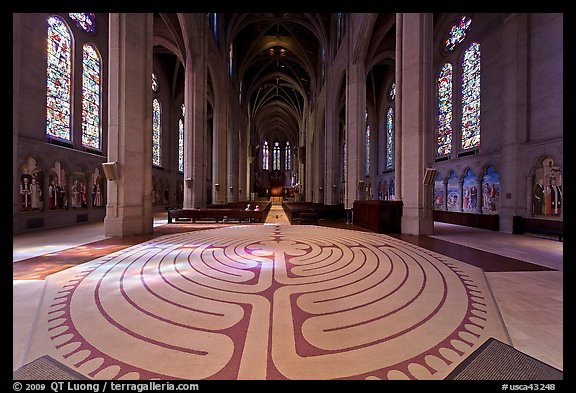 Labyrinth inside Grace Cathedral. San Francisco, California, USA