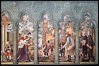 Fresco depicting the fire destroying the old Grace Cathedral, Grace Cathedral. San Francisco, California, USA ( color)