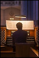 Musician playing organ, Grace Cathedral. San Francisco, California, USA ( color)
