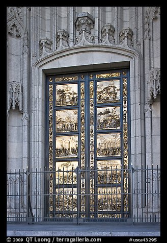 Copy of doors of the Florence Baptistry by Lorenzo Ghiberti, Grace Cathedral. San Francisco, California, USA