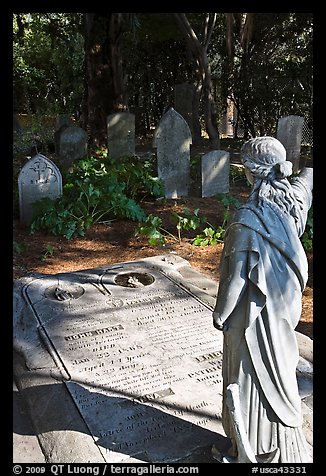 Graves in the garden of Mission San Francisco de Asis. San Francisco, California, USA (color)