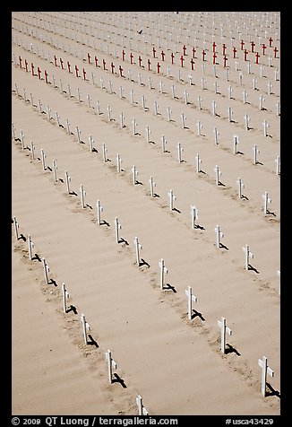 Arlington West memorial crosses. Santa Monica, Los Angeles, California, USA (color)