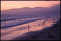 Beach and Santa Monica Mountains at sunset. Santa Monica, Los Angeles, California, USA