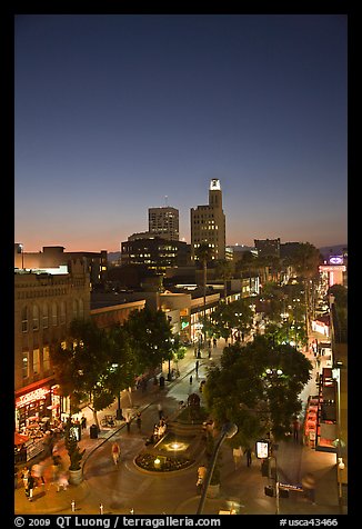 Third Street Promenade and downtown buildings at sunset. Santa Monica, Los Angeles, California, USA