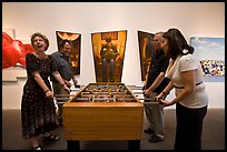Playing soccer table game in art gallery, Bergamot Station. Santa Monica, Los Angeles, California, USA ( color)