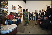 Live music and dance performance in art gallery, Bergamot Station. Santa Monica, Los Angeles, California, USA (color)