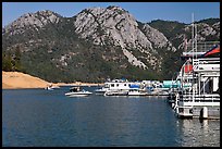 Boats in marina, Shasta Lake. California, USA (color)