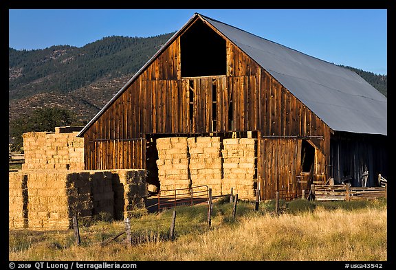 Barn and hay, Yreka. California, USA (color)