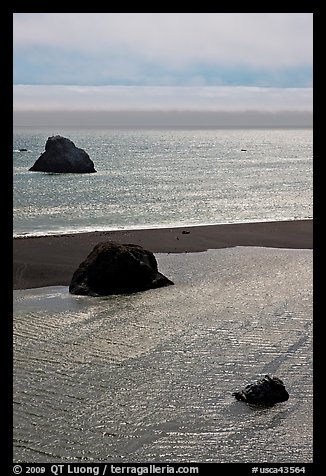 Shimmering waters, Mouth of the Russian River, Jenner. Sonoma Coast, California, USA