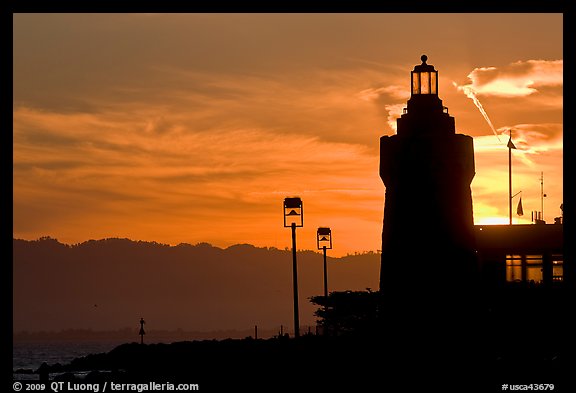 Lighthouse, yacht club, sunrise. San Francisco, California, USA (color)