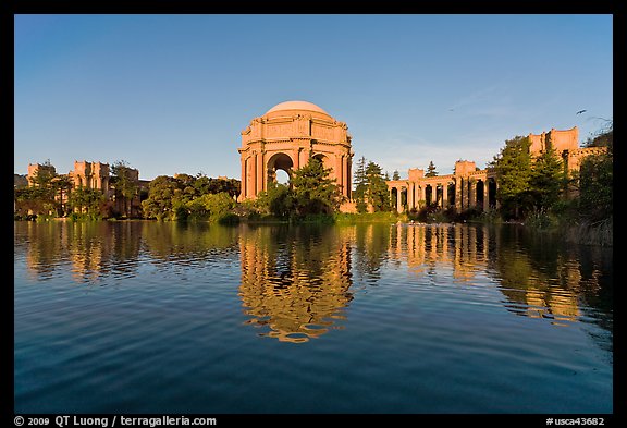 Palace of Fine arts and lagoon, early morning. San Francisco, California, USA (color)