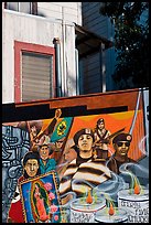 Political mural and facade detail, Mission District. San Francisco, California, USA ( color)