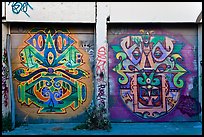 Two painted garage doors, Mission District. San Francisco, California, USA ( color)