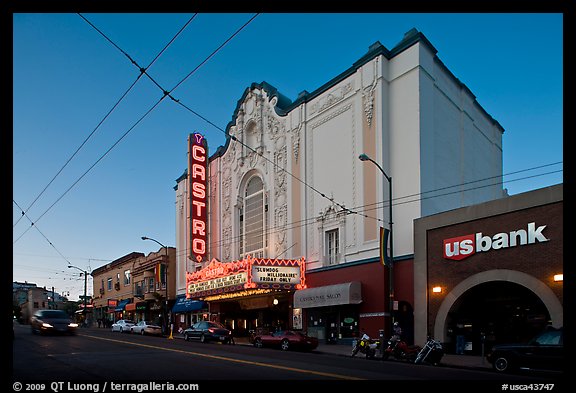 Castro theater at dusk. San Francisco, California, USA