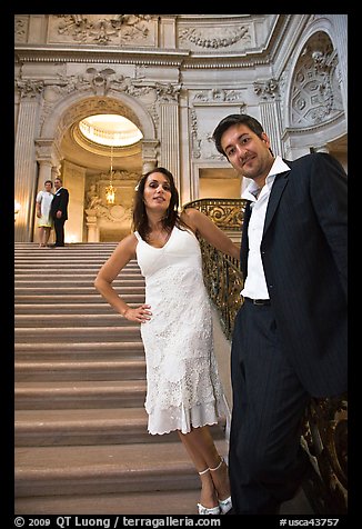 Couple waiting to be married, City Hall. San Francisco, California, USA (color)