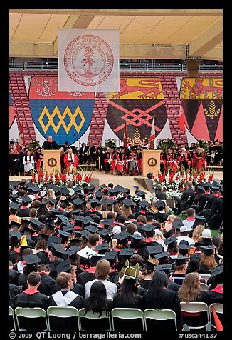 Justice Anthony Kennedy address new graduates at commencement. Stanford University, California, USA (color)