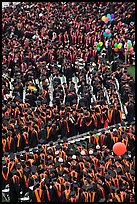 Dense rows of graduating college students in academic heraldy. Stanford University, California, USA (color)